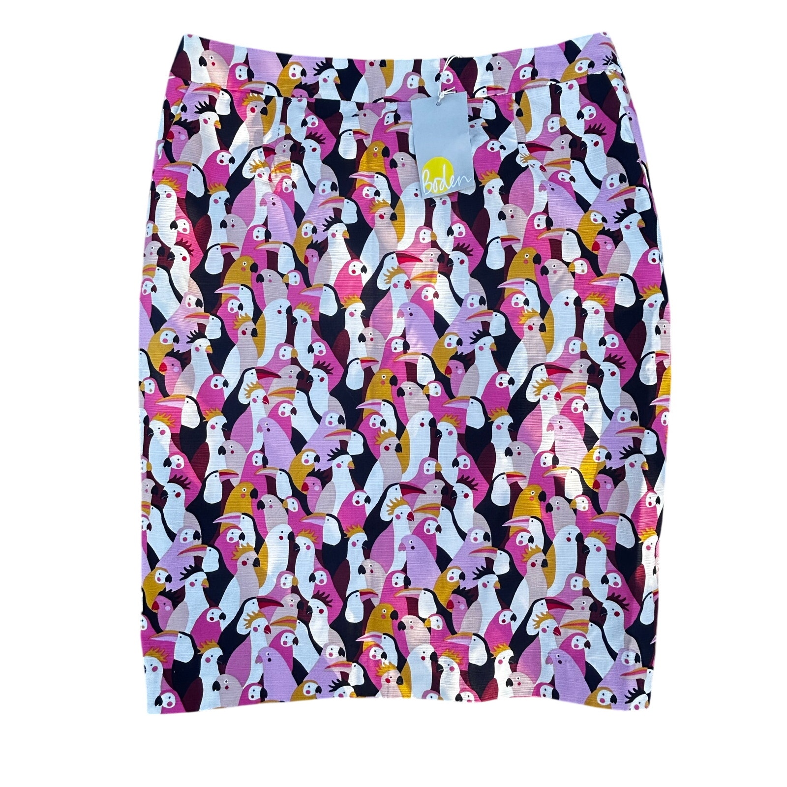 Boden Parrot Print Pencil Skirt Nwt Colorful Bird Novelty Lined Size 10